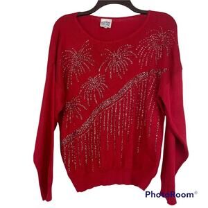 Vintage Barry & Me red firework sweater Made in USA